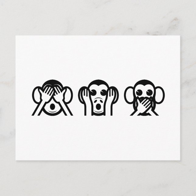 Cartão Postal 3 Macacos Sábios Emoji (Frente)