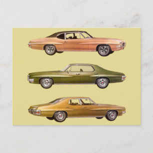 Cartão Postal 3 muscle cars de 1970