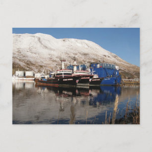 Cartão Postal 3 Rebocadores na Barcaça Icicle