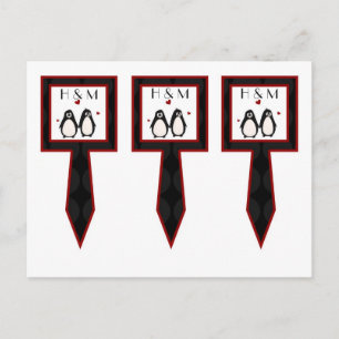 Cartão Postal 3 Taças de Bolo Escolhe Penguin Love Casal Mate f