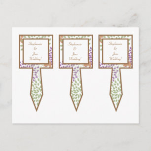 Cartão Postal 3 Taças de Bolo Púrpura e Verde Floral