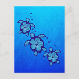 Cartão Postal 3 Tartarugas de Honu Azul
