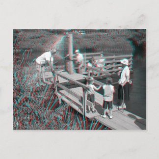 Cartão Postal 3D Anaglyph - Hampton Lode Ferry, Shropshire, Rein