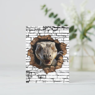 Cartão Postal 3D Iguana Wall Break Art - Safari Realista