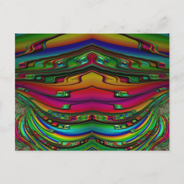 Cartão Postal ~ 3D Padrão de Design Fractal ~ Multicolorido (Frente)