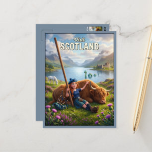 Cartão postal 3D Whimsical Visit Scotland Nessie
