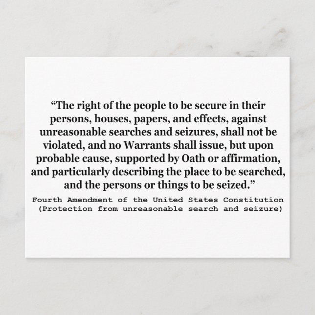 Cartão Postal 4ª Alteração da Constituição dos Estados Unidos (Frente)