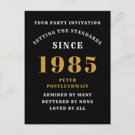 Cartão Postal 40º Aniversário 1985 Preto Ouro