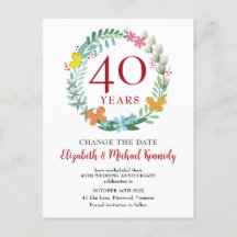 40 anos Ruby Floral Wreath Change Data