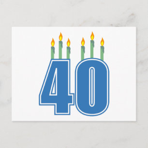 Cartão Postal 40 Velas de Aniversário (Azul / Verde)
