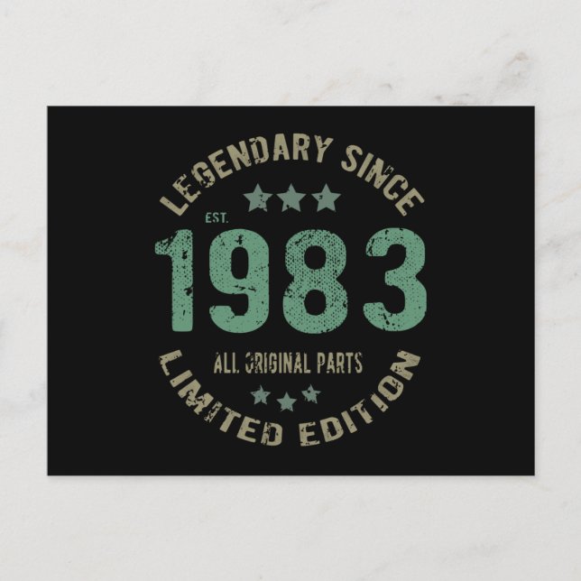 Cartão Postal 42 Anos Aniversário 1983 Lendário Presente de 42º  (Frente)