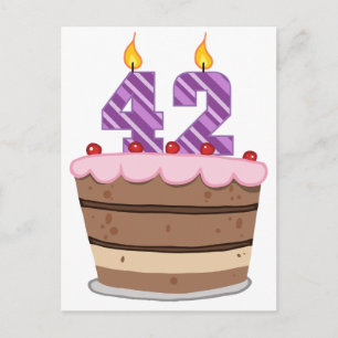 Cartão Postal 42 anos de idade no Bolo de Aniversário