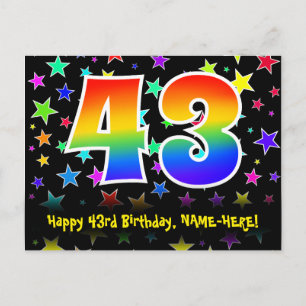 Cartão Postal 43º Aniversário: Padrão de Estrelas Divertidas, Ar