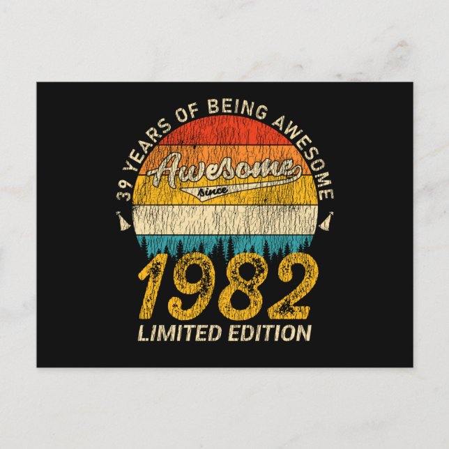 Cartão Postal 43 Anos de Idade Retro Incrível Presente de Aniver (Frente)