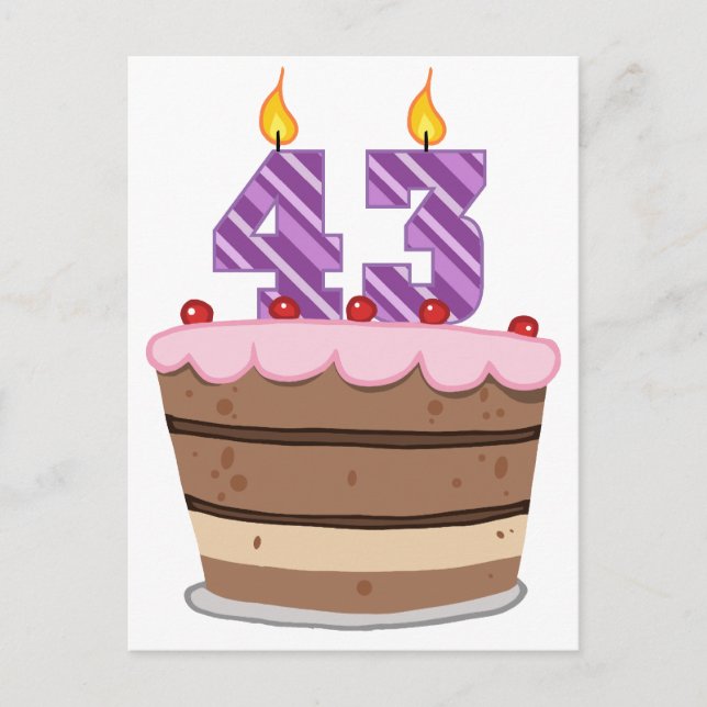 Cartão Postal 43 anos no Bolo de Aniversário (Frente)