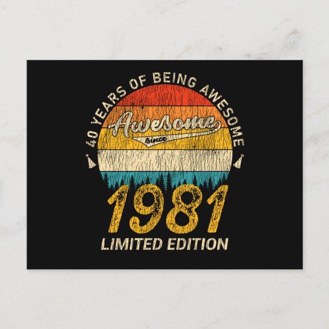 Cartão Postal 44 Anos de Idade Presente Retro Incrível de Aniver (Frente)