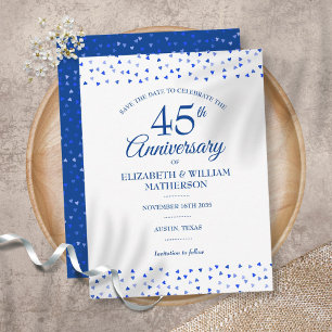 Cartão Postal 45º 65º Aniversário de Casamento Corações Salve o 