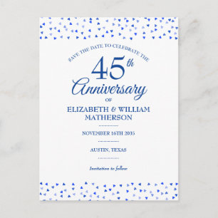 Cartão Postal 45º Aniversário de 65 Corações de Amor Salve a Dat