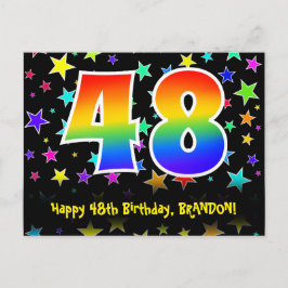 Cartão Postal 48º aniversário: Padrão das estrelas divertidas, R