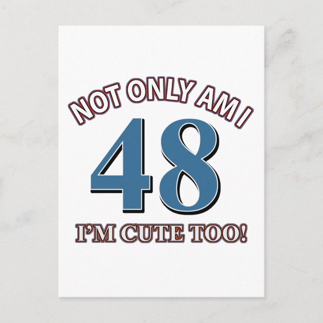 Cartão Postal 48 anos designs de aniversário antigos (Frente)