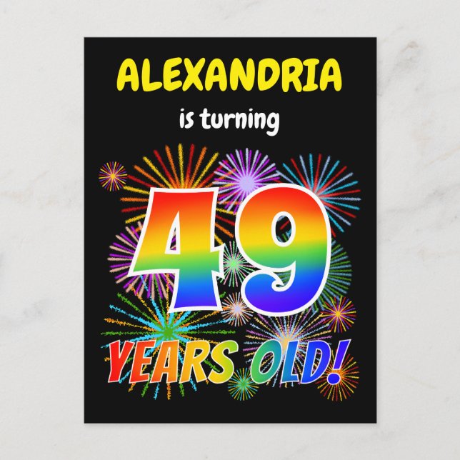 Cartão Postal 49º aniversário - Fogos de artifício divertidos, A (Frente)