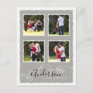 Cartão Postal 4 Colagem de Fotografias Adicionar Cinza de Nome d