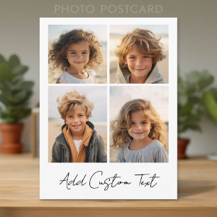 Cartão Postal 4 Colagem de Fotos - Branco com Tipo de Letra
