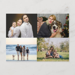 Cartão Postal 4 Colagem de Fotos de Família Personalizado