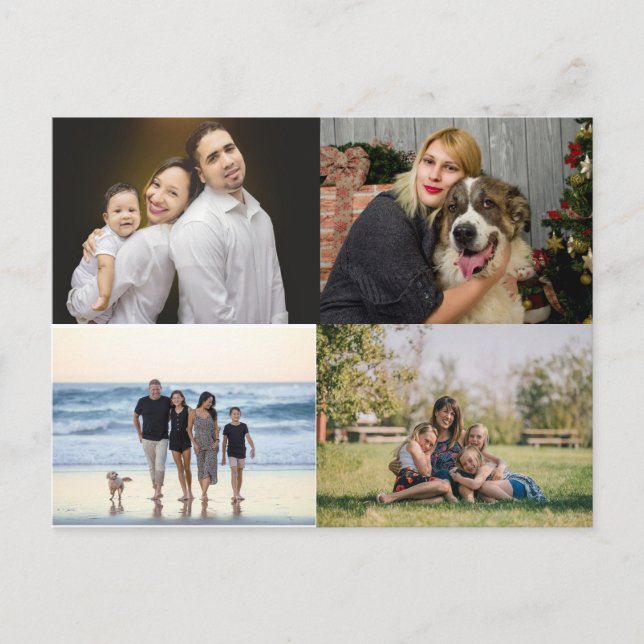 Cartão Postal 4 Colagem de Fotos Personalizadas Família (Frente)