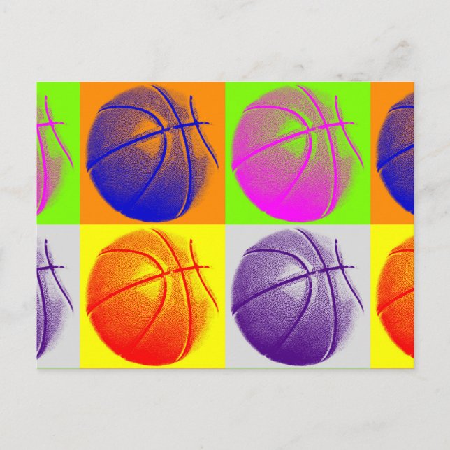 Cartão Postal 4 Cores de basquete de Pop (Frente)