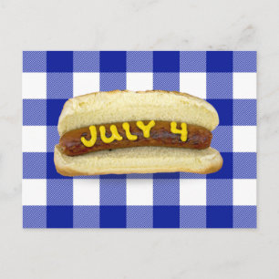 Cartão Postal 4 de julho Cão quente na Xadrez de búfalo