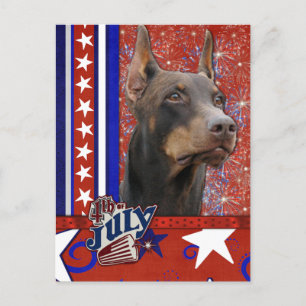 Cartão Postal 4 de julho Firecracker - Doberman - Red - Rocky