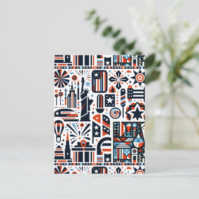 Cartão Postal 4 de julho Padrão Genérico (Em pé/Frente)