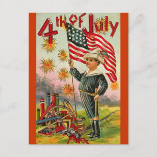 Cartão Postal 4 de julho! Vintage Art