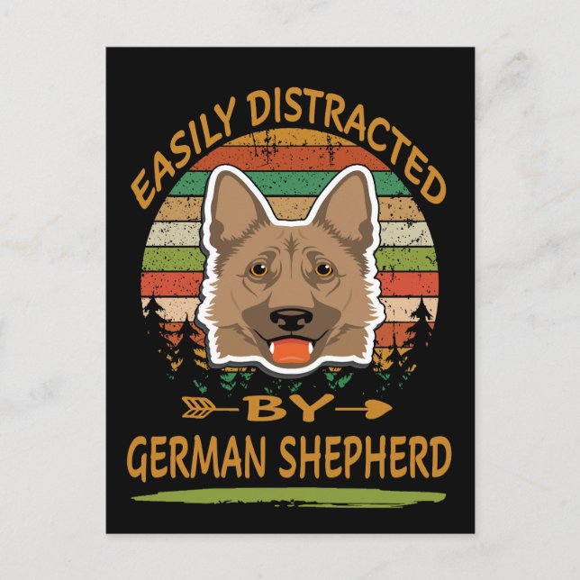 Cartão Postal 4 Facilmente distraído por German shepherd (Frente)