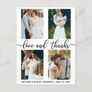 Cartão Postal 4 Foto Moderno Casamento Amor e Agradecimento