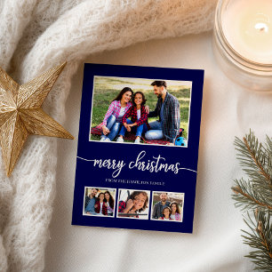 Cartão Postal 4 Fotos Colagem Feliz Natal Férias Modernas