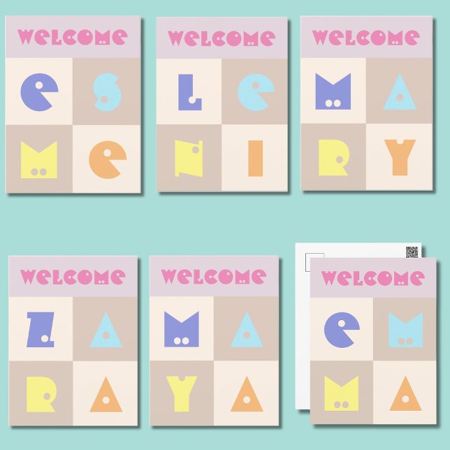 Cartão Postal 4 letras de nascimento bebê nome de bebê felicitaç (Criador carregado)