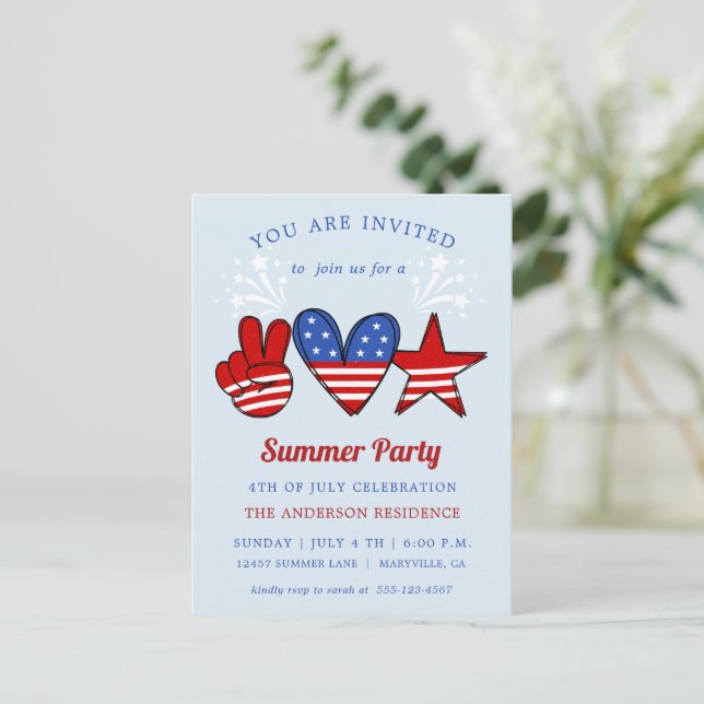 Cartão Postal 4th of July Pool And Ice Cream Party Invitation Po (Em pé/Frente)