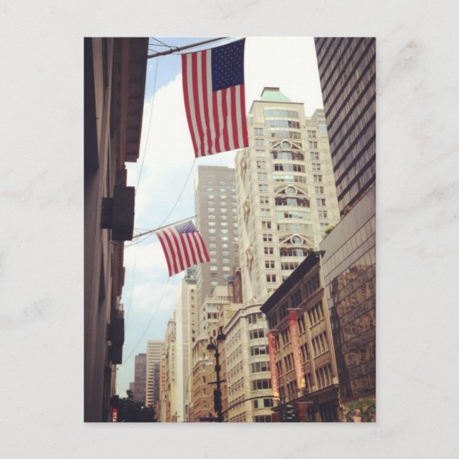 Cartão Postal 5ª Avenida 5 Americana Bandeiras NYC Nova Iorque (Frente)