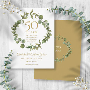 Cartão Postal 50º Aniversário de Casamento Salvar a Data Garland