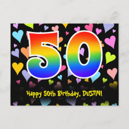 Cartão Postal 50º aniversário: Padrão de Corações Divertidos, Ra
