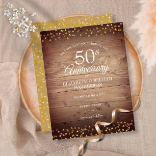 Cartão Postal 50º Aniversário Salve a Data Corações Dourados Rús