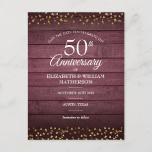 Cartão Postal 50º aniversário Salve a Data Dourada Coração Russo