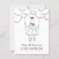 50º Ouro Casamento Aniversário Vermelho Swing