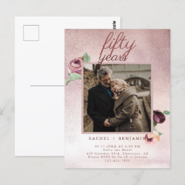 Cartão Postal 50 anos de casamento Rosa de aniversário Dourado G