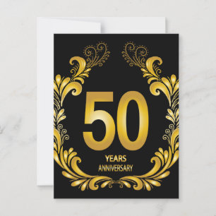 Cartão Postal 50 Anos Dourado Glitter Aniversário