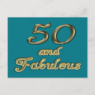 Cartão Postal 50 anos e fabulosa tipografia Dourada de aniversá