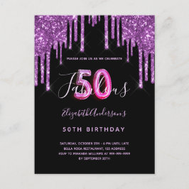 Cartão Postal 50 & Fabuloso gotejamento a gota preto - roxo conv