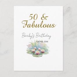 Cartão Postal 50 & fabuloso lótus d'água dourado aquarela 